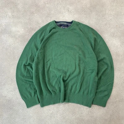 Pull Tommy Hilfiger homme XL col rond brodé en tricot pull, vert - Photo 1/4