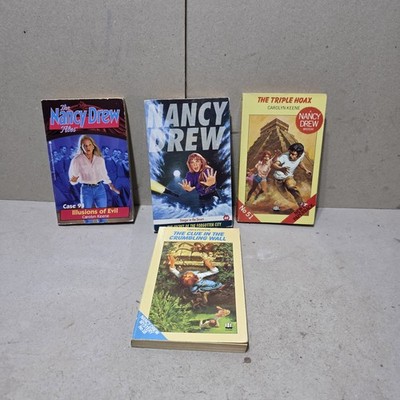 4x CAROLYN KEENE &NANCY DREW JOBLOTS PAPERBACK BOOKS THE CLUE IN CLUE CRUMBLING/