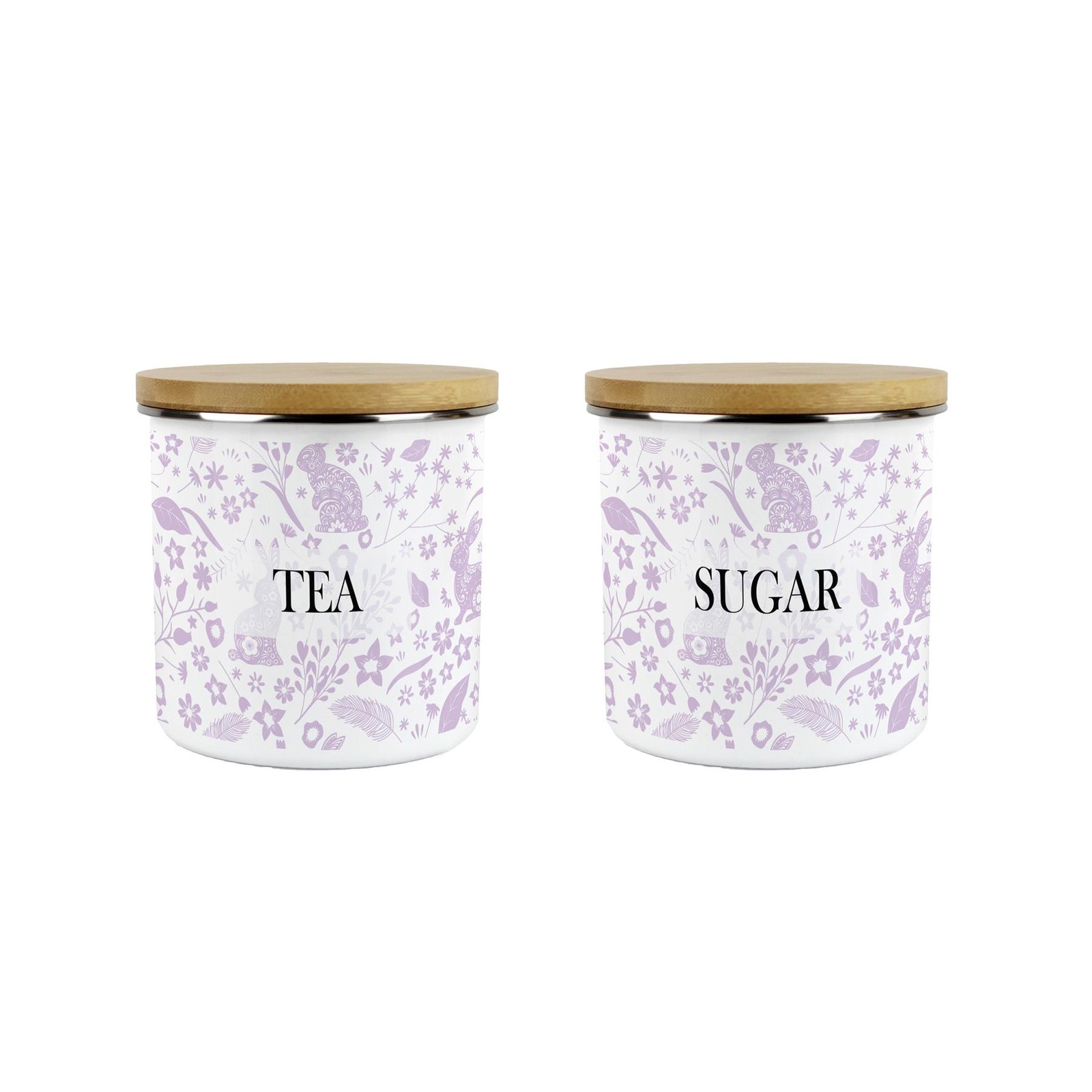 Wild Rabbits Lilac Tea & Sugar Kitchen Storage Canisters Gift