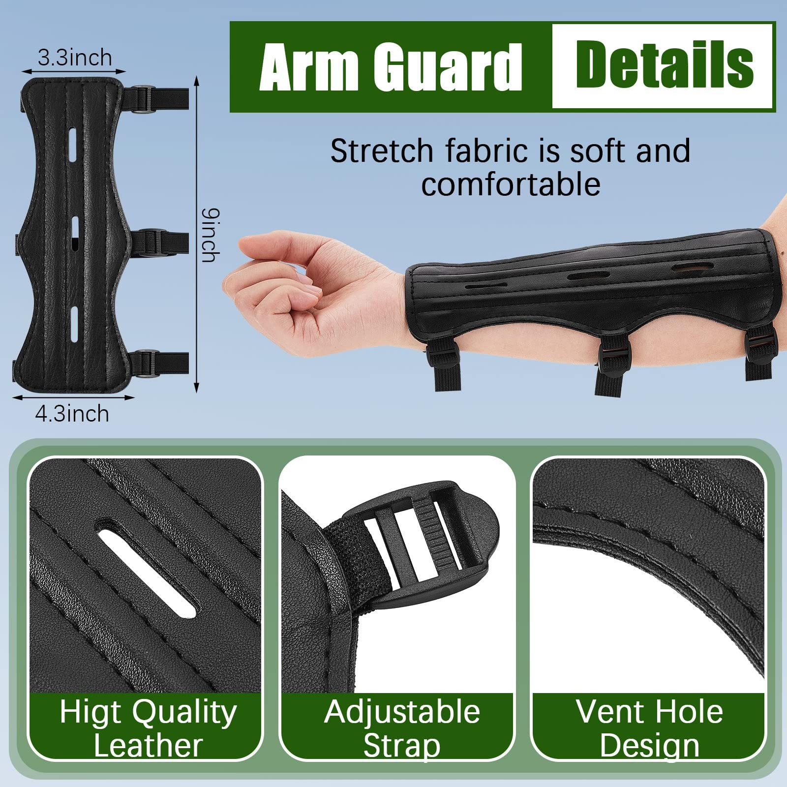 3 Pcs Archery Accessories Including Protective Archery Arm Guard Leather Padd...
