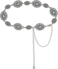 Western-Concho-Belt-Women Cowgirl-Metal-Belts Boho Silver Vintage Turquoise Chai