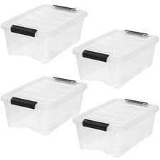 IRIS USA 4-Pack 13 Quart Storage Bins with Lids, Clear