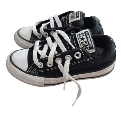 Converse All Stars Kids Size 11 Black White Lo Top Slip On Sneakers