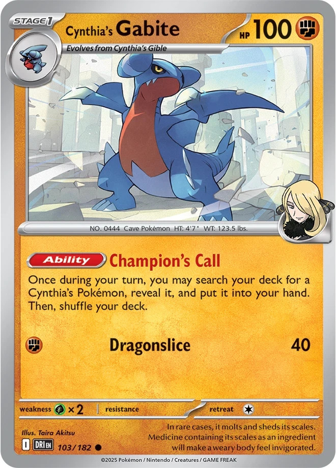 POKEMON DESTINED RIVALS CYNTHIA'S GABITE 103/182 PACK FRESH