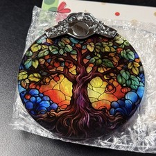 Christmas tree ornament Tree Of Life Round Flat Stained Glass Style Suncatcher
