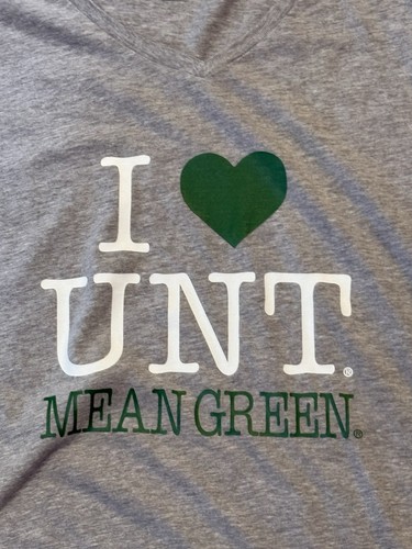 Camiseta para mujer UNIVERSITY of NORTH TEXAS verde medio cuello en V~talla XL~GRIS S/S - Imagen 2 de 8