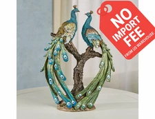 Ardent Peacock Realistic Table Sculpture – Elegant Resin Home Décor Accent