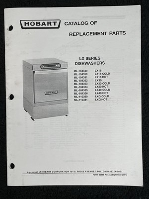Hobart LX Series Dishwasher Parts Replacement Catalog LX18 LX30