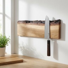 Barra portacoltelli magnetica rovere - bordo albero - magneti forti - LiveEdge Living