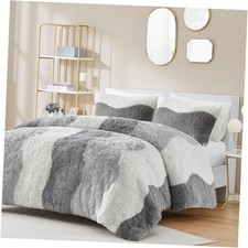 Shaggy Faux Fur Comforter Set, Cozy  Soft Long Fur Twin/Twin XL Grey Multi
