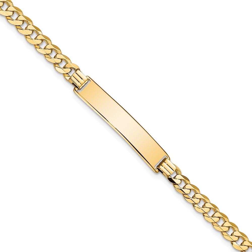 10k Yellow Gold Flat Curb Link Chain ID Bracelet 8