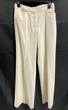 Elie Tahari Women's Cream Wool Blend Flat Front Wide Leg Pants Size 26