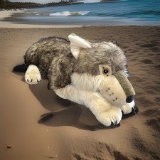 Wild Republic Jumbo Brown Timber Wolf VERY Realistic Plush 30" 42 w/ Tail 