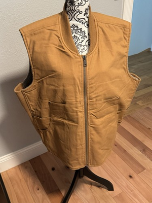 #ad CRAFTSMAN Vest Men Sz XXL Quilt Lined Insulated Rugged Workwear Brown $50.00