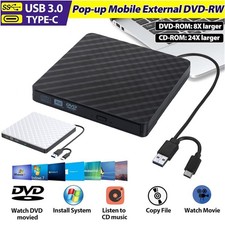 External CD DVD Drive For PC Laptop Windows 11 10 USB 3.0 Player Burner Writer