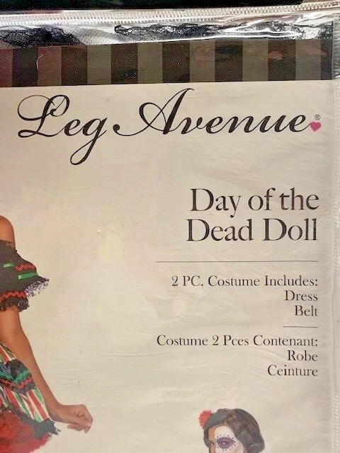 Boneca Dia dos Mortos Caveira Dia Muertos Vestido Fantasia Halloween Sexy Fantasia Adulta - Imagem 3 de 4