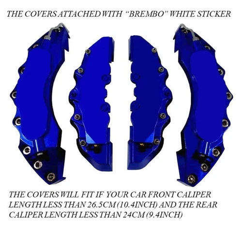 HIGH QUALITY BIG & MEDIUM DARK BLUE CAR BRAKE CALIPER COVERS 4 PCS F/R UNIVERSAL