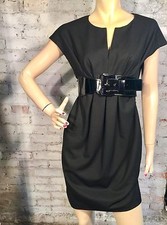 Ann Taylor Dress 2 (XS) Career Work Day Belted Sheath Pleated 