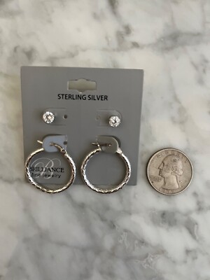 Sterling Silber Kombi Ohrring Set Brillanz Edler Schmuck 