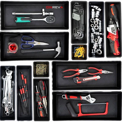 ONREVA Tool Box Organizer tray set Storage Bins Rolling Toolbox Cabinet Drawer Dividers