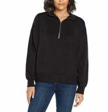 Three Dots Ladies' Quarter Zip Pullover Relaxed Fit Soft Hand Feel Black Size S