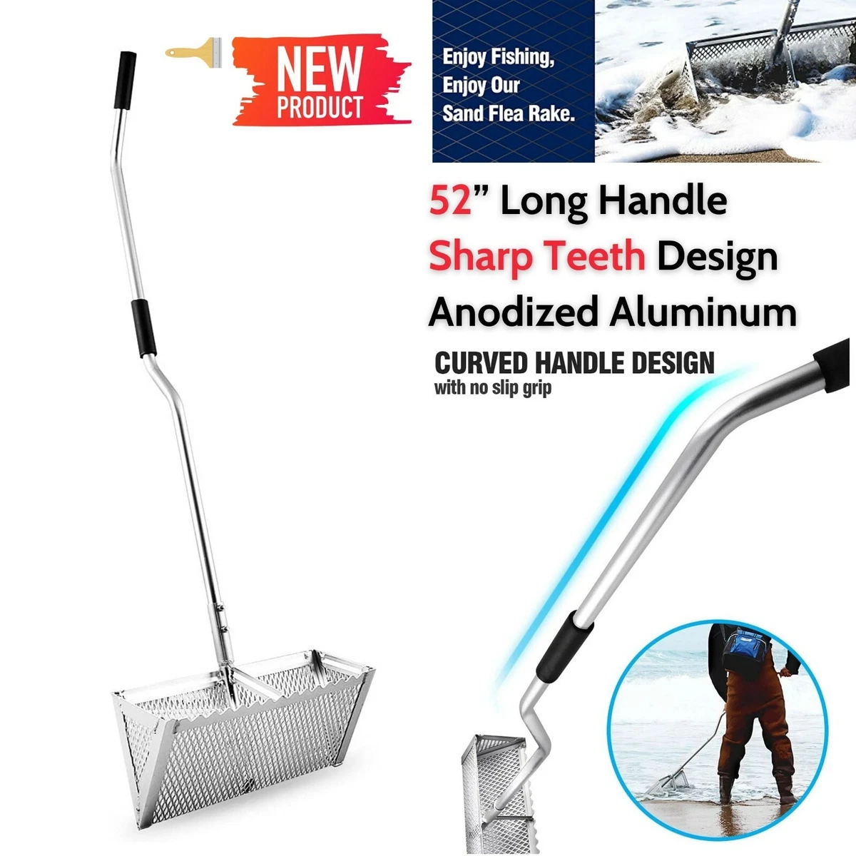 Sand Flea Rake Aluminum Catcher Beach Cleaning Tool Chicken Coop