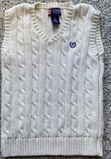 CHAPS RALPH LAUREN Ivory White Cable Knit Sleeveless Sweater Vest Boy Youth 7