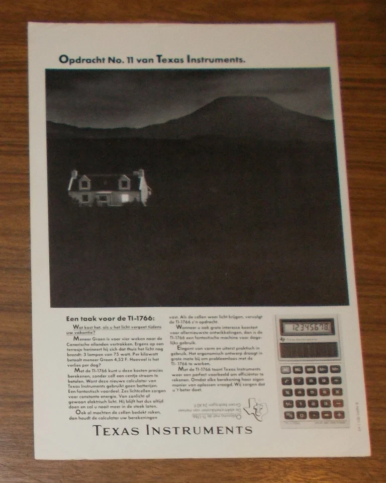 Seltene Werbung TEXAS INSTRUMENTS TI-1766 Taschenrechner 1982 - Bild 1 von 1