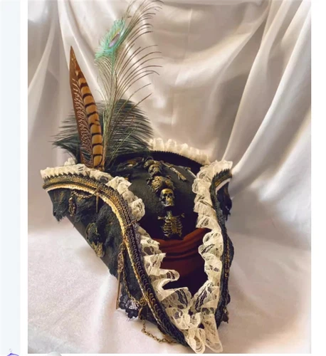 Pirates of the Caribbean Cocked Hat Pirate Cap Halloween Cosplay Headgear Props - Picture 2 of 10