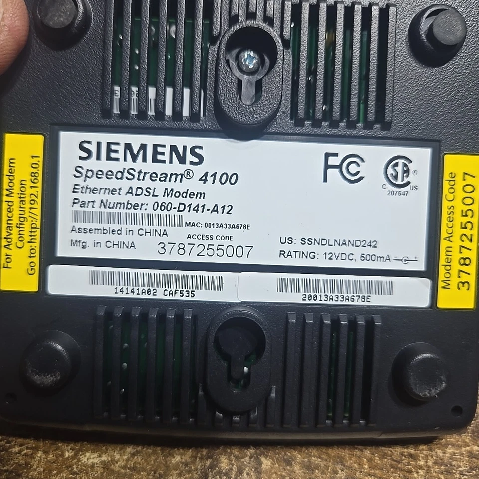 Siemens Speedstream 4100 Ethernet ADSL Modem Only -- no power supply-- - Image 4 of 4