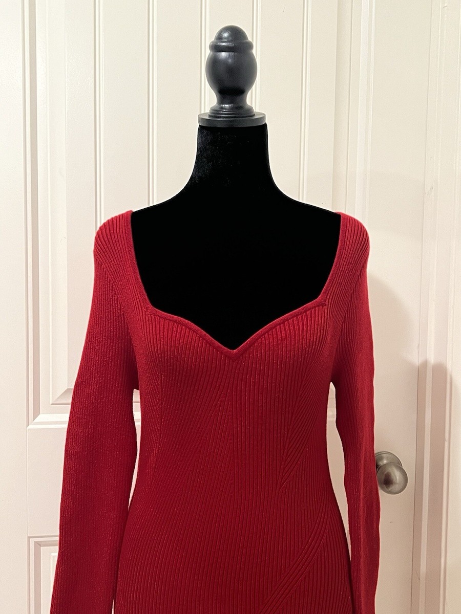 abercrombie red sweater dress Abercrombie & Fitch Portrait Neck Mini Sweater Dress Red