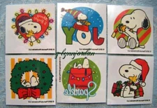 Peanuts Gang Christmas Holiday Temporary Tattoos 6 Squares Snoopy NEW