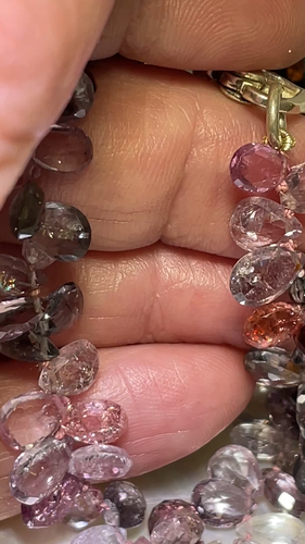 Brazalete Briolette de piedras preciosas de espinela natural al por menor $3k broche de plata .925 7,75" - Vídeo 1 de 1