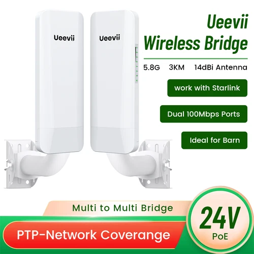 5G 3KM WLAN CPE Wireless Bridge Outdoor Point to Point & 2-Pack Bridge Bracket