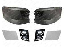 QSC Truck Chrome Bumper Corners L R & Full LED Fog Lights for Volvo VNL VN