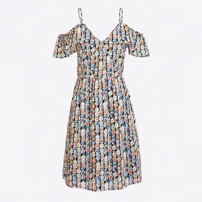 NWT J Crew Cold Shoulder Ruffle Dress Size 2 Charlotte Floral $85