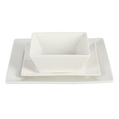 Juego de vajilla de porcelana cuadrada dura cuadrada Gibson Home Zen Buffet de 24 piezas - Imagen 5 de 5
