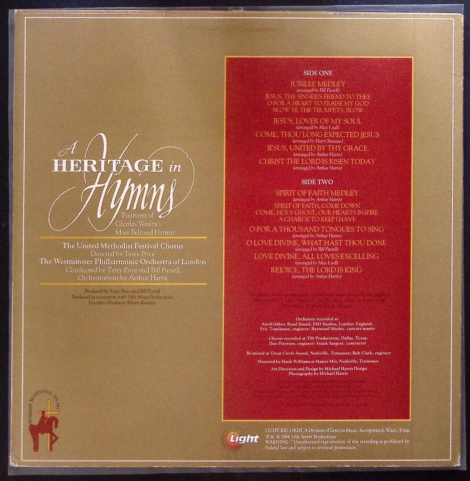 UNITED METHODIST FESTIVAL CHORUS  A HERITAGE IN HYMNS 200 YEARS  VINYL LP 184-51 - Image 2 of 4