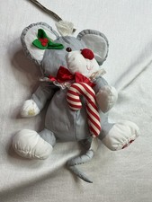 Vintage Fisher Price Puffalump Mouse 12" Gray Grey Candy Cane Vtg Christmas 1986