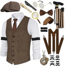 1920s Men's Costume Set with Roaring 20s Accessories Vintage Flapper Outfit