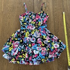 Divided H&M Womens Dress Size 8 Black Floral Fit & Flare Above Knee Sleeveless