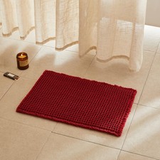 TYUU Waffle Bath Mat, Boho Bathroom Rugs 1'4" X 2' Rectangular , Burgundy
