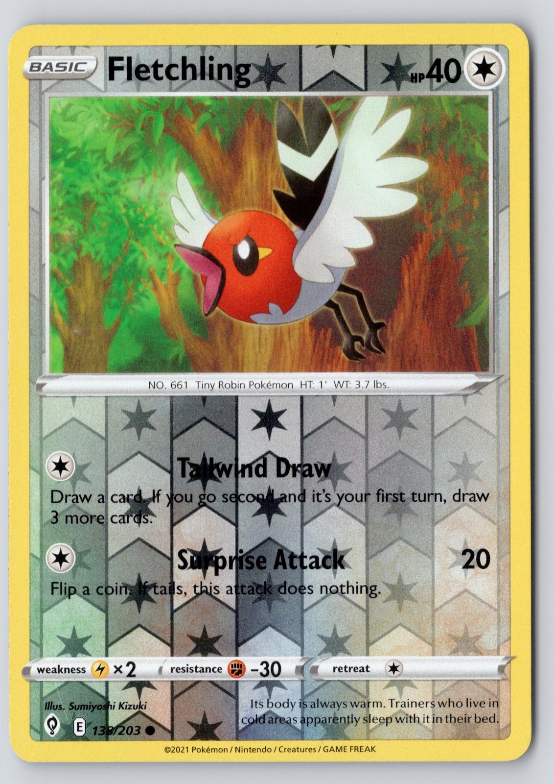 Fletchling 138/203 Common Evolving Skies Reverse Holo Near Mint