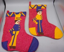 Set of 2 Vintage Handmade Felt 13.5" Christmas Stockings- Toy Soldiers