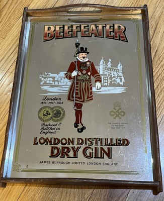 Vintage BEEFEATER DRY GIN Liquor Advertising Mirror Tray Sign 70 s?