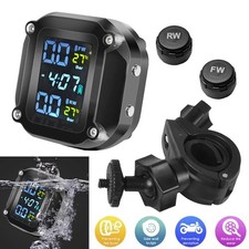 Waterproof Wireless Motorcycle Tpms Tire Tyre Pressure Monitor System 2 Sensors