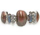 Natural Abalone Shell & Biwa Pearl 925 Sterling Silver Tennis Bracelet SQ6 — photo 1