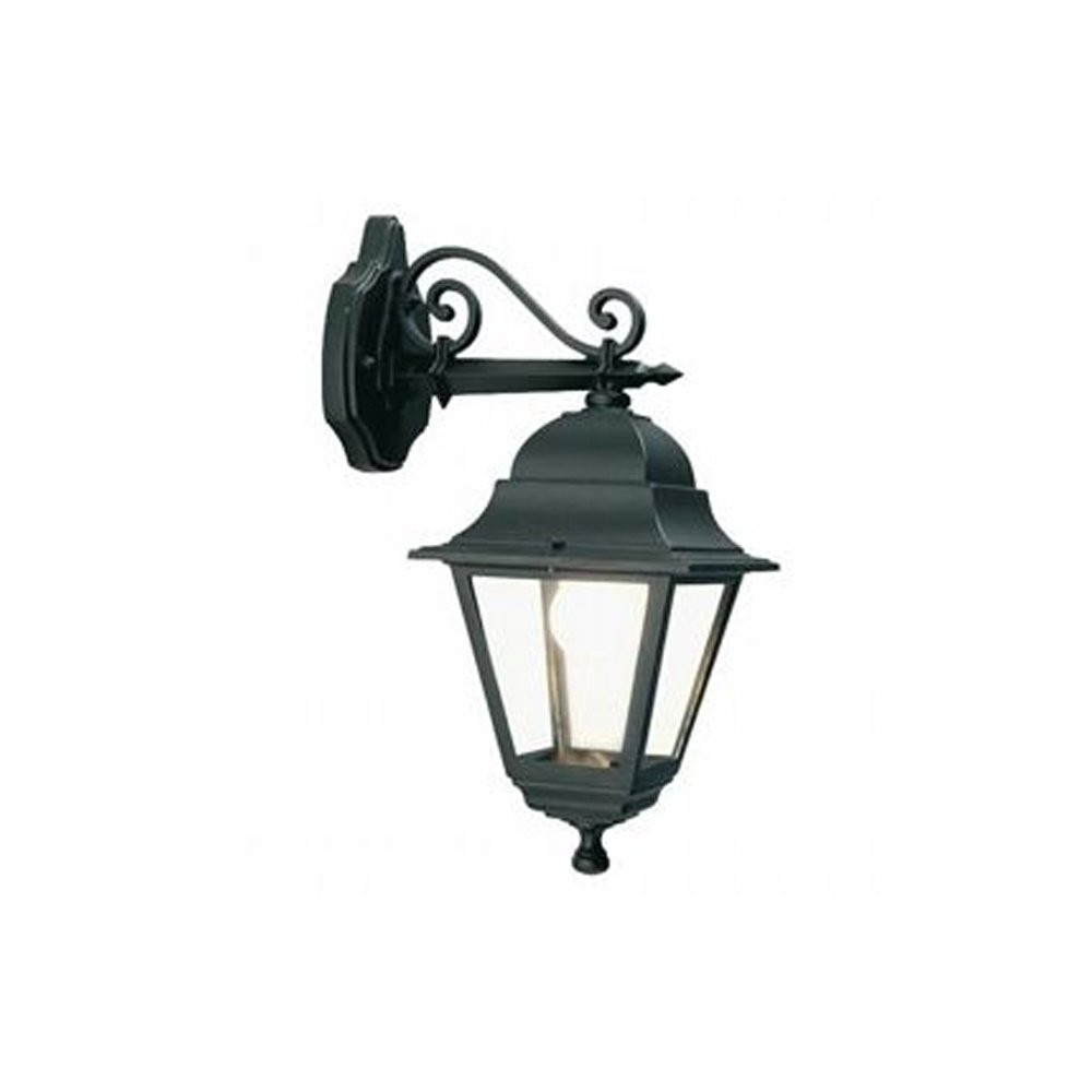 Lampada Parete Esterno Contemporanea Alluminio Nero Vetro E27 1 Luce