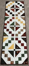 Handmade Quilted Table Runner 16 1/2" x 52" Rust,Green,Yellow,Brown