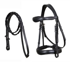 Cob English All-Purpose Pleasure Black Padded Leather Bridle Reins 803HI06BK-C